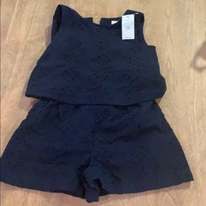 Gap navy eyelet romper